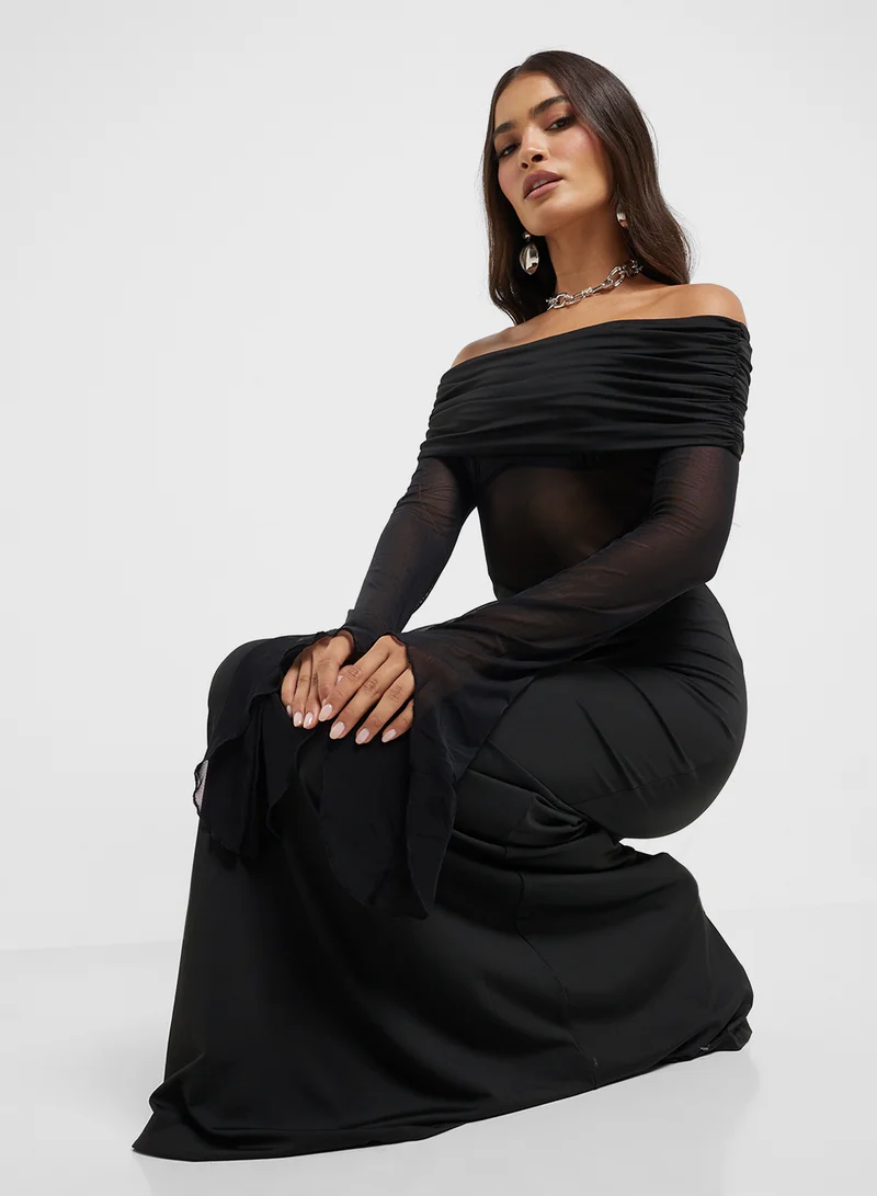 ELLA Sheer Panel Maxi Dress