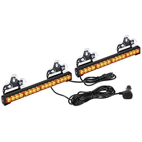 ASPL 2x16.8 inch Emergency Flashing LED Traffic Advisor Strobe Light Bar 32LED 26 Flash Patterns Interior Safety Warning Lights (Amber) - Image 1