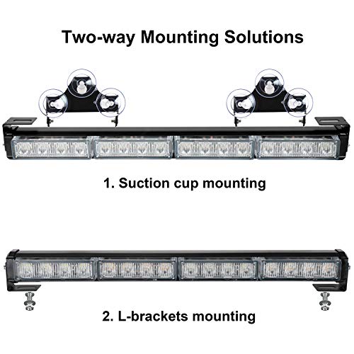 ASPL 2x16.8 inch Emergency Flashing LED Traffic Advisor Strobe Light Bar 32LED 26 Flash Patterns Interior Safety Warning Lights (Amber) - Image 5