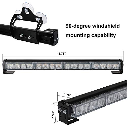 ASPL 2x16.8 inch Emergency Flashing LED Traffic Advisor Strobe Light Bar 32LED 26 Flash Patterns Interior Safety Warning Lights (Amber) - Image 4