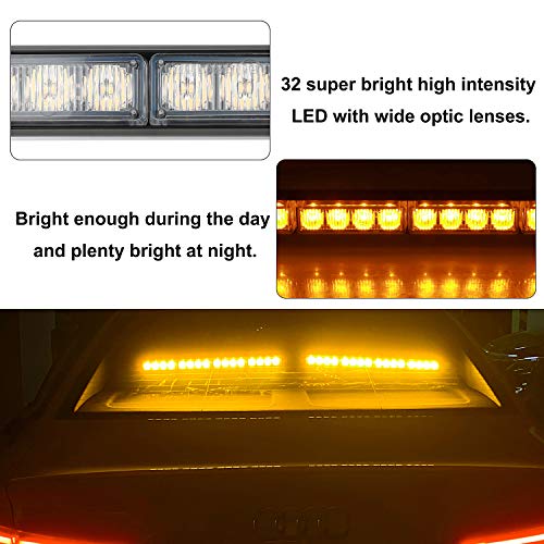 ASPL 2x16.8 inch Emergency Flashing LED Traffic Advisor Strobe Light Bar 32LED 26 Flash Patterns Interior Safety Warning Lights (Amber) - Image 3