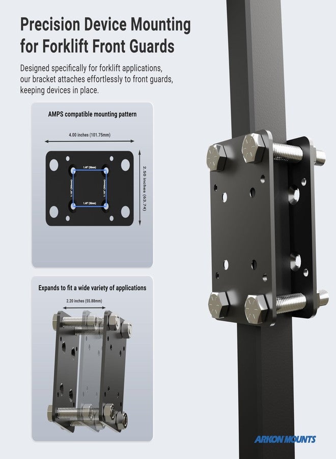 ARKON Mounts 5 inch Robust Forklift Pillar Bracket Phone Mount - Image 4