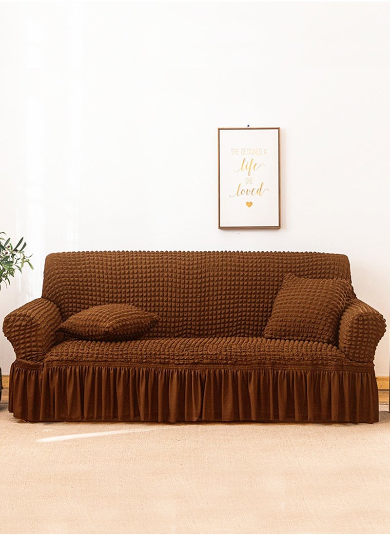 Arabest - sofa cover 3 seater Super Stretchable Wrinkle-free Full Coverage Couch Slipcover Exquisitely Detailed Slip Flexible Resistant Jacquard Sofa Cover Brown 140-280cm - Image 1
