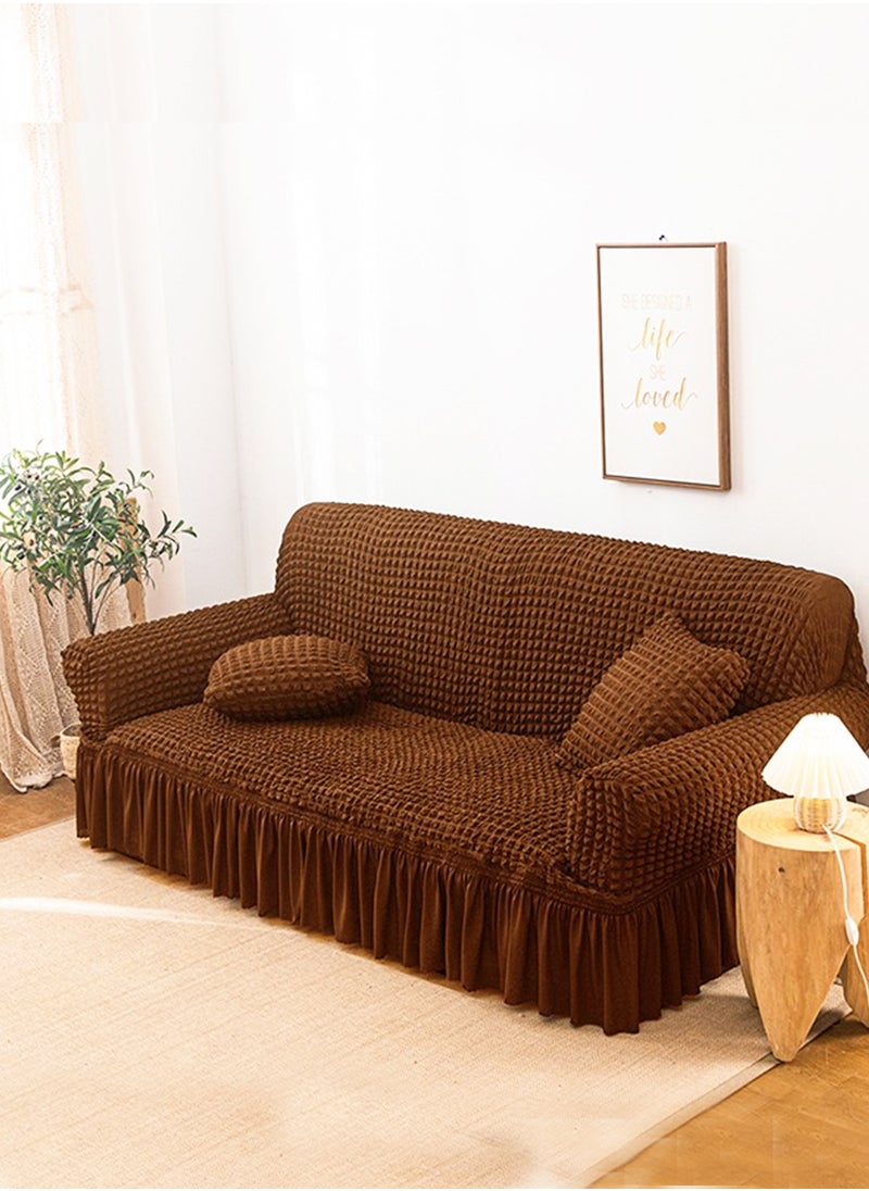 Arabest - sofa cover 3 seater Super Stretchable Wrinkle-free Full Coverage Couch Slipcover Exquisitely Detailed Slip Flexible Resistant Jacquard Sofa Cover Brown 140-280cm - Image 1