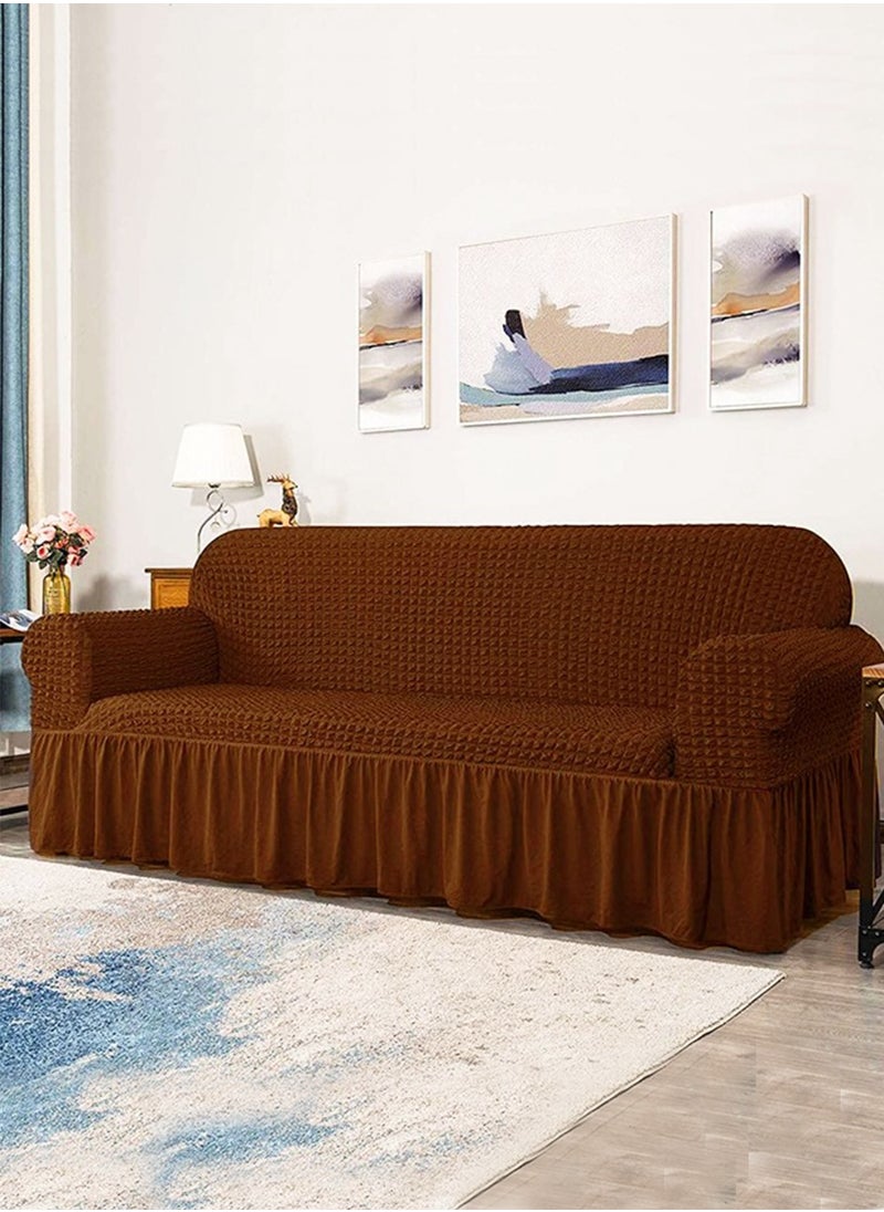 Arabest - sofa cover 3 seater Super Stretchable Wrinkle-free Full Coverage Couch Slipcover Exquisitely Detailed Slip Flexible Resistant Jacquard Sofa Cover Brown 140-280cm - Image 1