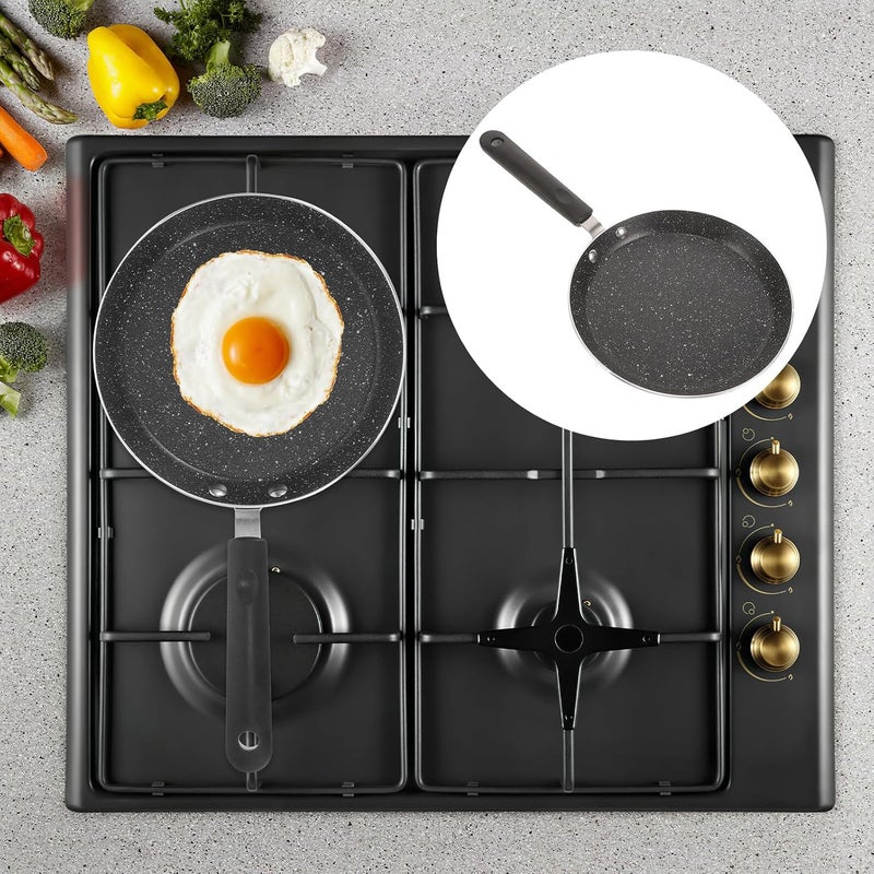 Black Maifan Stone Nonstick Frying Pan Thick Aluminum Alloy Body Portable Handheld Pancake and Egg Skillet for Home Cooking and Snacks - Image 2