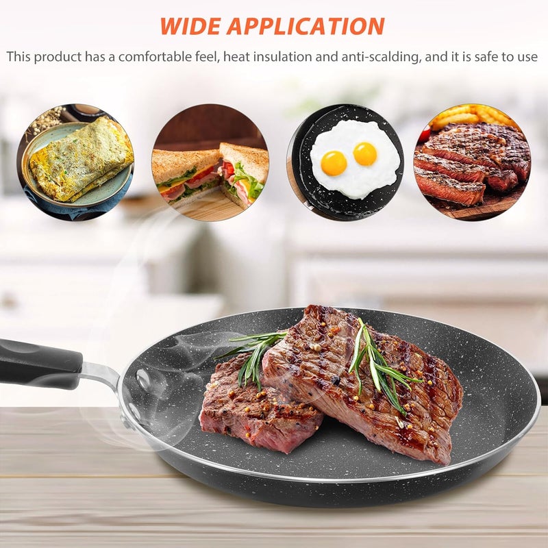 Black Maifan Stone Nonstick Frying Pan Thick Aluminum Alloy Body Portable Handheld Pancake and Egg Skillet for Home Cooking and Snacks - Image 5