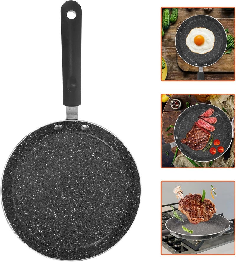 Black Maifan Stone Nonstick Frying Pan Thick Aluminum Alloy Body Portable Handheld Pancake and Egg Skillet for Home Cooking and Snacks - Image 3