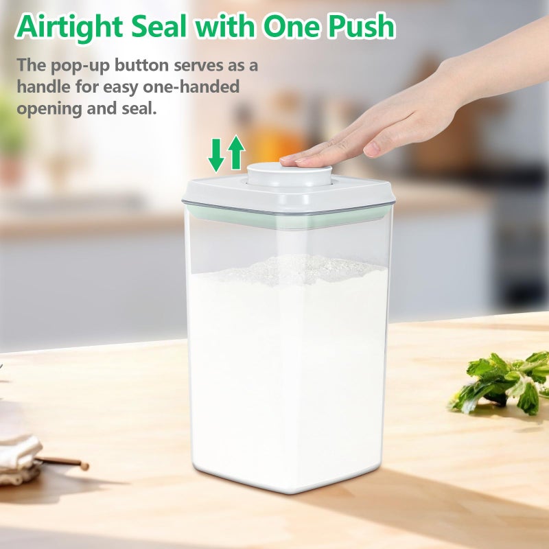 TBMAXS Airtight Flour Rice Storage Container with Pop-up Lid - 4.2 Qt Crystal-Clear Plastic Spaghetti Container, Tall and Slim Food Storage Bin Fit for Kitchen Pantry Organization - Image 2