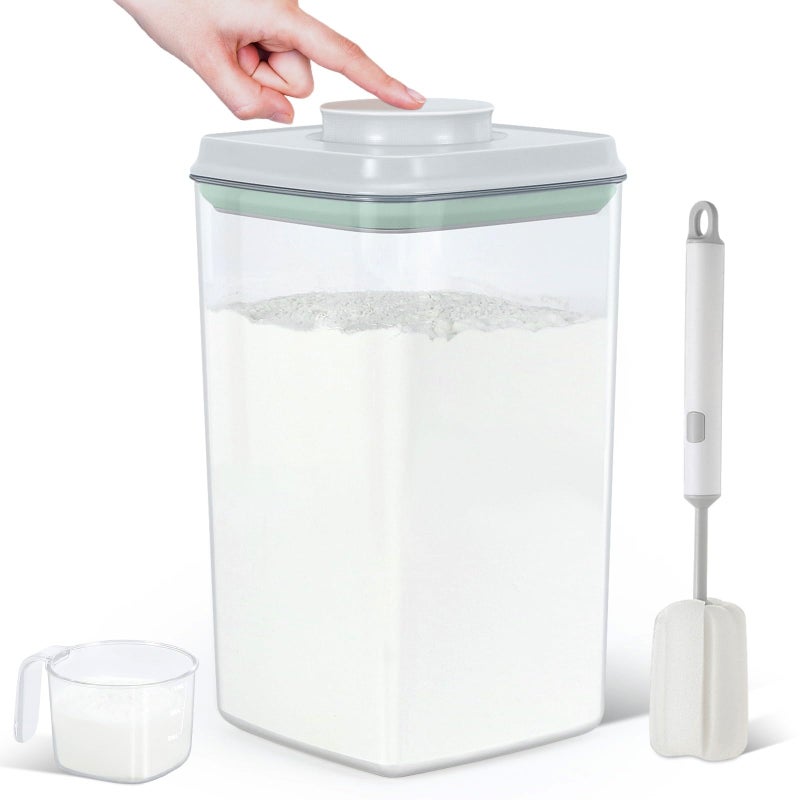 TBMAXS Airtight Flour Rice Storage Container with Pop-up Lid - 4.2 Qt Crystal-Clear Plastic Spaghetti Container, Tall and Slim Food Storage Bin Fit for Kitchen Pantry Organization - Image 1