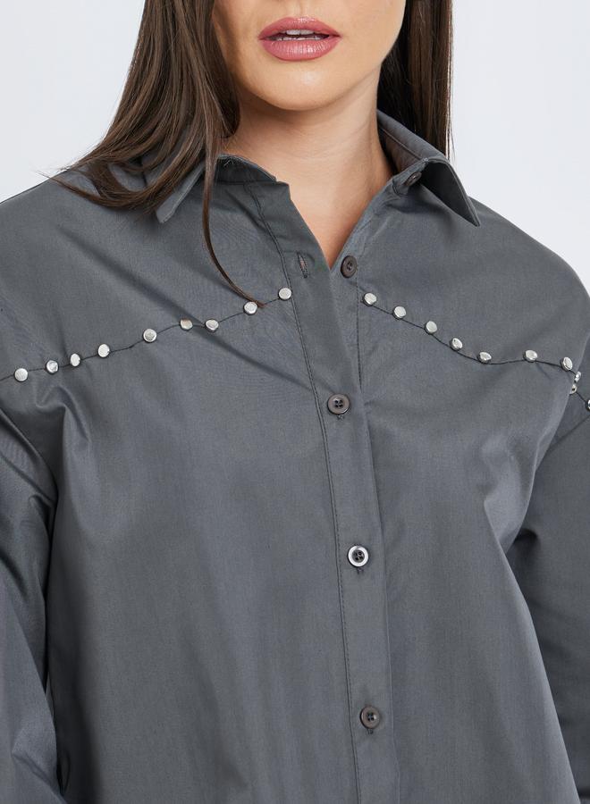 Styli Studded Spread Collar Buttoned Shirt - Image 4