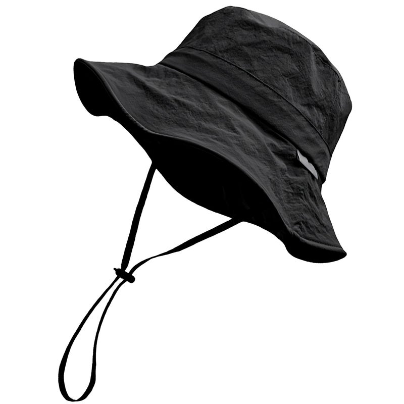 Ptduabenlu Waterproof Bucket Hat for Men Women Quick Dry Sun Hat Fishing Safari Hat Adjustable Chin Strap UV Protection Black - Image 1