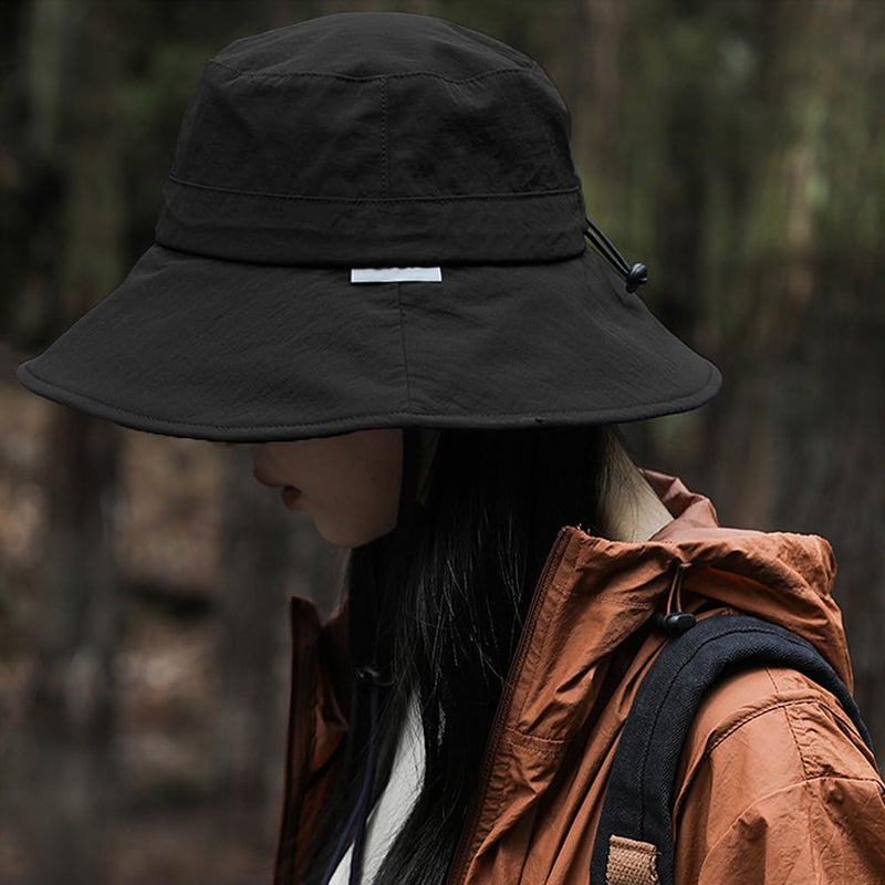Ptduabenlu Waterproof Bucket Hat for Men Women Quick Dry Sun Hat Fishing Safari Hat Adjustable Chin Strap UV Protection Black - Image 2