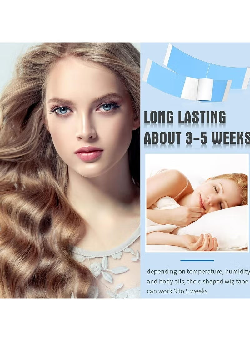 شرائط شريط شعر مستعار-36 قطعة ، شريط لاصق قوي مقاوم للماء على الوجهين شريط باروكات دانتيل (لون أزرق - Image 2