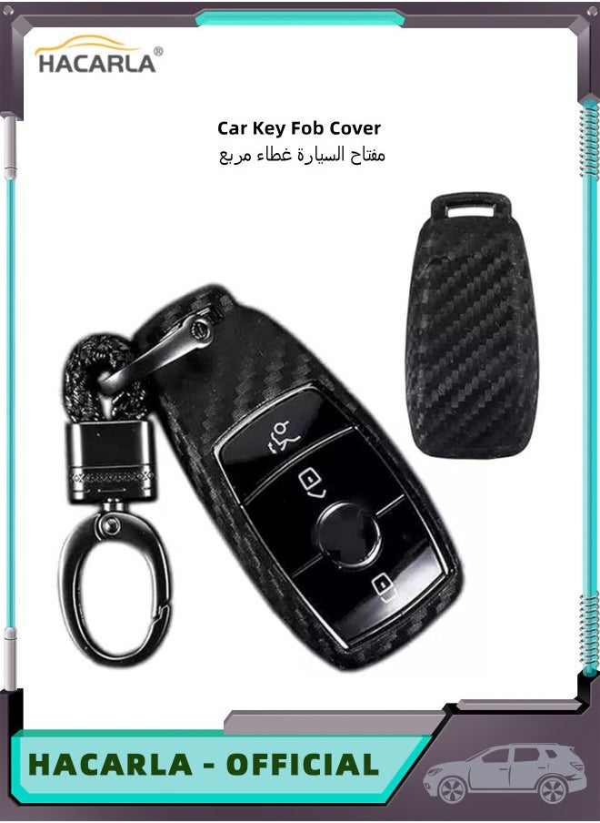 HACARLA - Key Fob Cover Carbon Fiber Car Key Protector Key Fob Case With Keychain For Mercedes Benz E Class S Class W213 2016 2017 2018 2019 Keychain Benz New Key - Image 1
