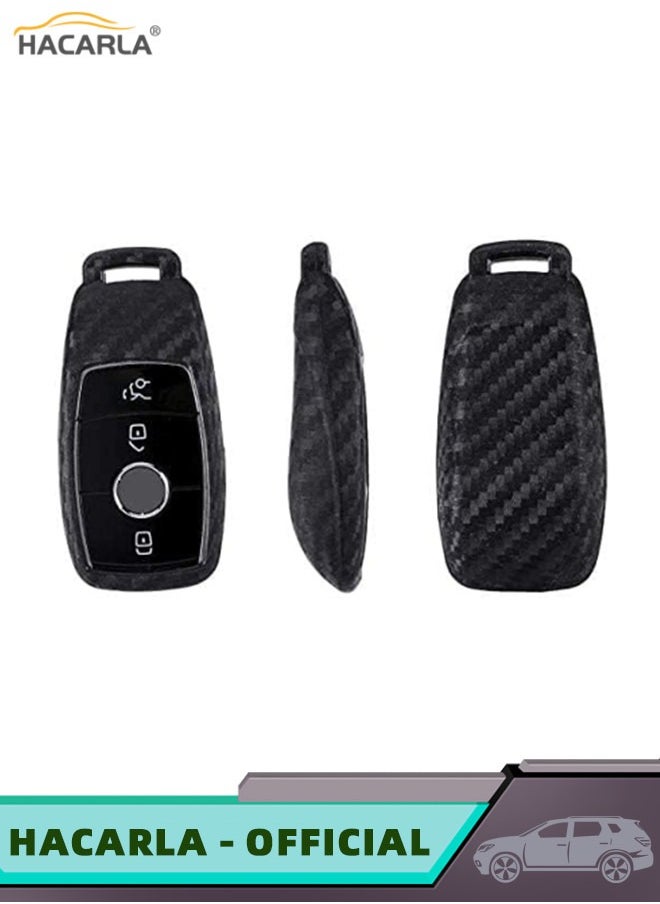 HACARLA - Key Fob Cover Carbon Fiber Car Key Protector Key Fob Case With Keychain For Mercedes Benz E Class S Class W213 2016 2017 2018 2019 Keychain Benz New Key - Image 1