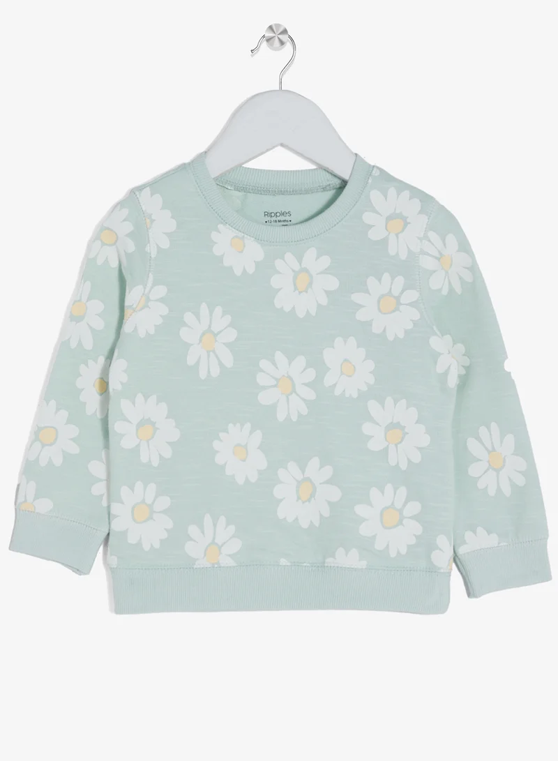 ريبلز مع نمشي طقم بناتي من قطعتين سويت شيرت وبنطلون رياضي