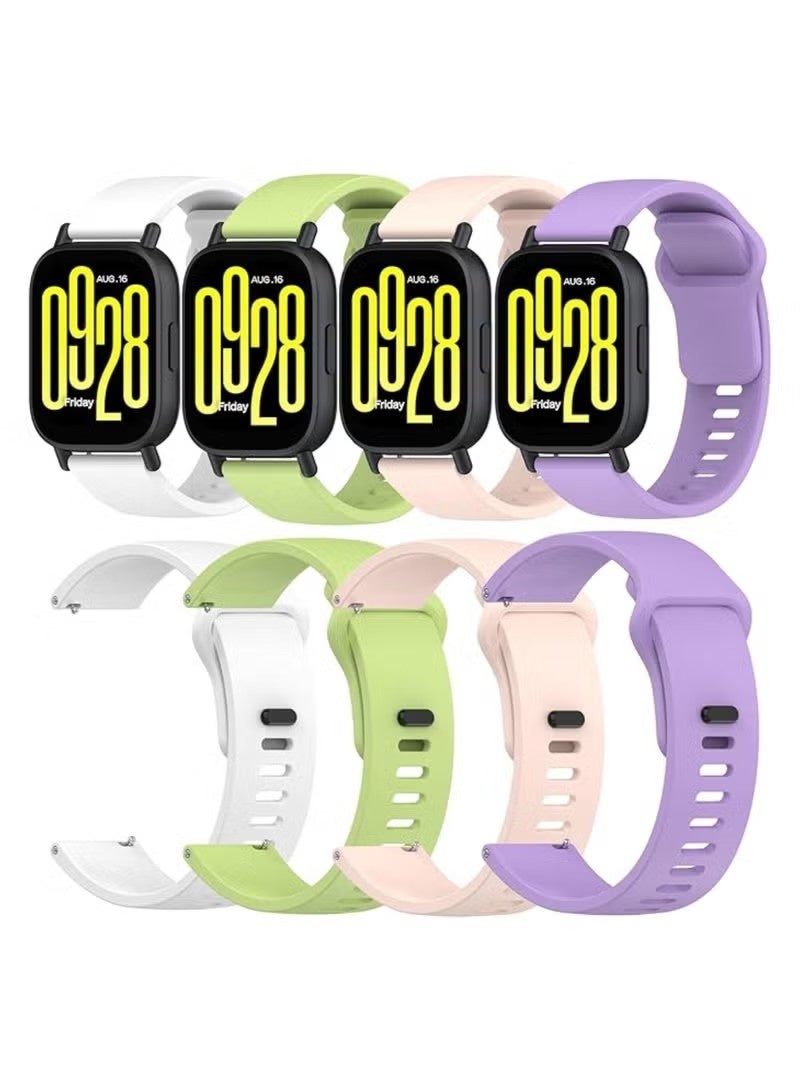 4 Pcs Silicone Strap Compatible with Xiaomi Redmi Watch 5 Active/5 Lite Women's Straps, Replacement Strap for Redmi Watch 5 Active/5 Lite (White + Light Pink + Purple + Lime) - Image 1