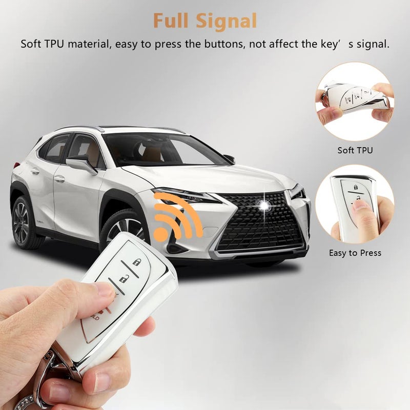 PIFOOG for Lexus Key Fob Cover Bling Keychain TPU Car Keys Case Shell Protector Protection for Lexus GX ES NX LC RC LS UX Accessories 4 Buttons Girly Women Cute - Image 4
