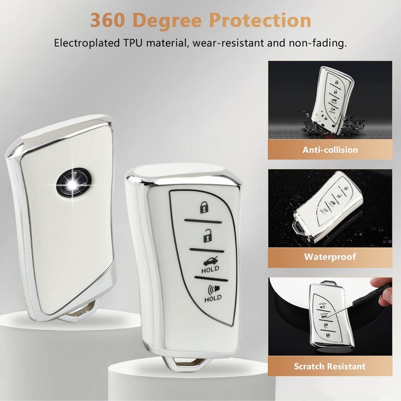PIFOOG for Lexus Key Fob Cover Bling Keychain TPU Car Keys Case Shell Protector Protection for Lexus GX ES NX LC RC LS UX Accessories 4 Buttons Girly Women Cute - Image 3