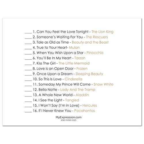 MyExpression.com 24 Cnt Love Song Match Bridal Game Cards (Faux Gold Glitter on White) - Image 4