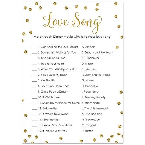 MyExpression.com 24 Cnt Love Song Match Bridal Game Cards (Faux Gold Glitter on White) - Image 3