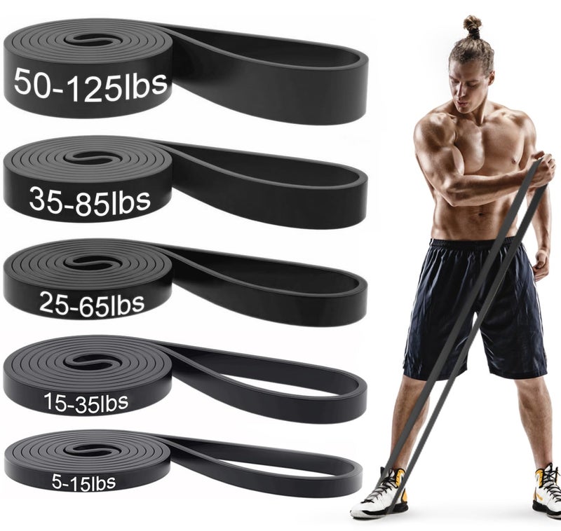 WSAKOUE Pull Up Bands, Resistance Bands, Pull Up Assistance Bands Set for Men & Women, Exercise Workout Bands for Working Out, Body Stretching, Physical Therapy, Muscle Training - Black - Image 1