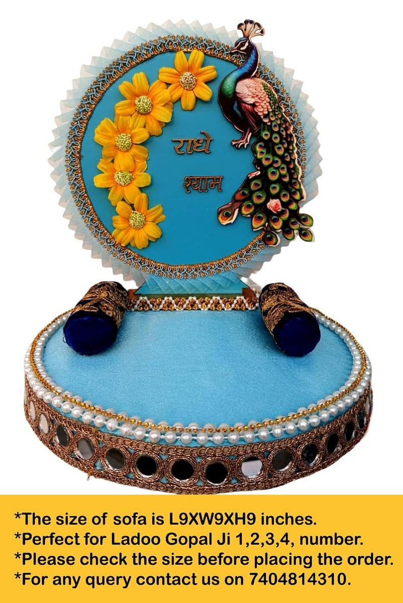Unique Palette Peacock Shape Laddu Gopal Singhasan for God Idols Gifts Mandir Decoration Item God Sihasan Home and OfficeThakur Ji BedKrishna Ji BedLaddu Gopal Ji Bed - Image 5