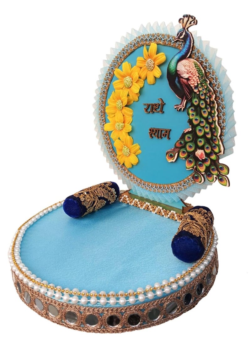 Unique Palette Peacock Shape Laddu Gopal Singhasan for God Idols Gifts Mandir Decoration Item God Sihasan Home and OfficeThakur Ji BedKrishna Ji BedLaddu Gopal Ji Bed - Image 4