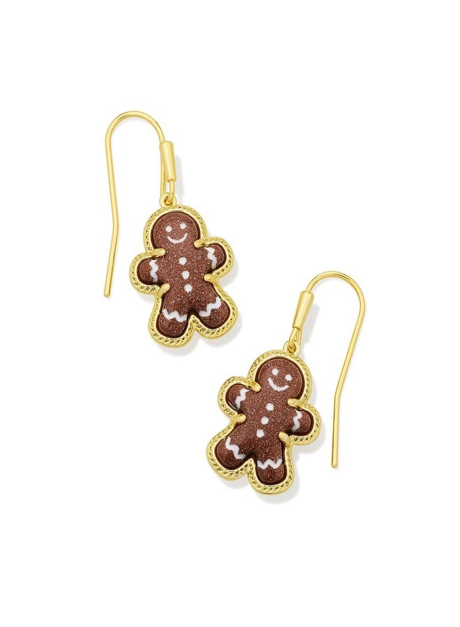 Kendra Scott Gingerbread Drop Earrings, Brown Goldstone, 14k Gold-Plated Brass, Fashion Jewelry for Women - Image 1