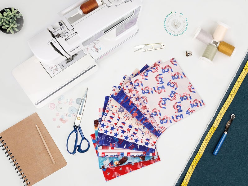 Craftido -25 Options- 100% Cotton Quilting Fabric Bundles 10pcs Fat Quarters 18â€x21â€-Medium Weight 5.2 oz- Soft Cotton for Quilting, Sewing Project, Patchwork, DIY Crafts â€“ American Style - Image 5