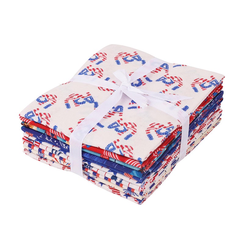 Craftido -25 Options- 100% Cotton Quilting Fabric Bundles 10pcs Fat Quarters 18â€x21â€-Medium Weight 5.2 oz- Soft Cotton for Quilting, Sewing Project, Patchwork, DIY Crafts â€“ American Style - Image 4