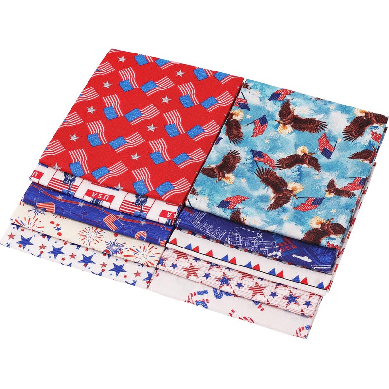 Craftido -25 Options- 100% Cotton Quilting Fabric Bundles 10pcs Fat Quarters 18â€x21â€-Medium Weight 5.2 oz- Soft Cotton for Quilting, Sewing Project, Patchwork, DIY Crafts â€“ American Style - Image 3