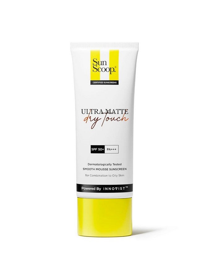 SunScoop Ultra Matte Dry Touch Sunscreen Spf 50 Pa+++ |Matte Finish | Zinc Oxide & 0.1%Ww Salicylic Acid For Oily Acne Prone Skin | Broad Spectrum Non Comedogenic & No White Cast|For Women & Men45Gm - Image 1