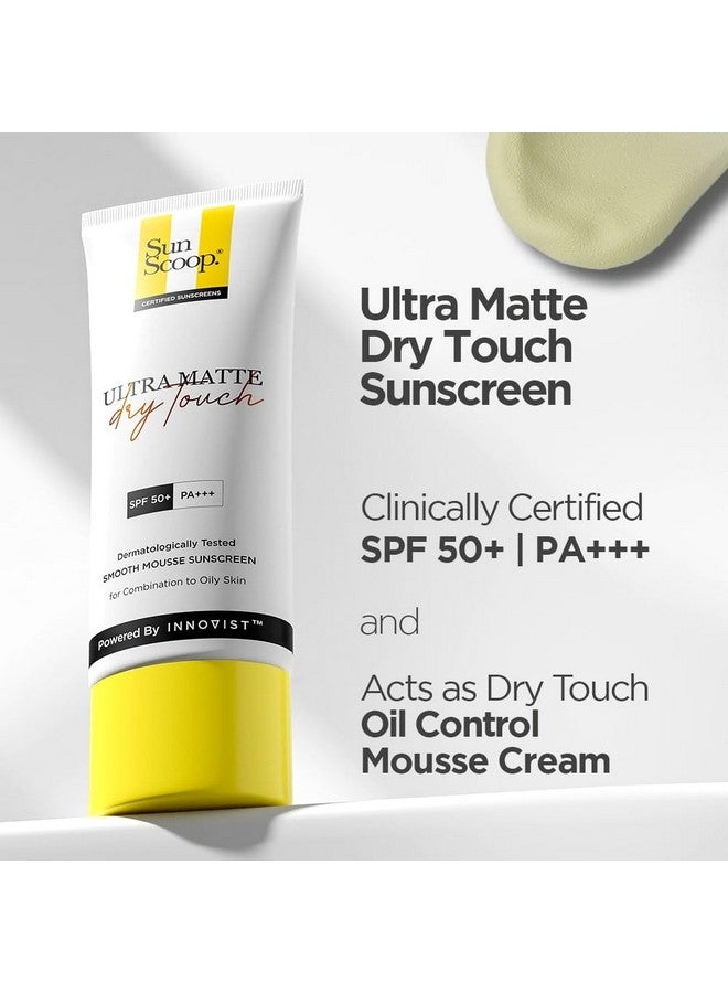 SunScoop Ultra Matte Dry Touch Sunscreen Spf 50 Pa+++ |Matte Finish | Zinc Oxide & 0.1%Ww Salicylic Acid For Oily Acne Prone Skin | Broad Spectrum Non Comedogenic & No White Cast|For Women & Men45Gm - Image 2