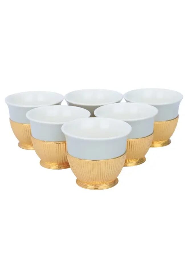 Alsaif Gallery 26 Pieces Gray Porcelain Coffee And Tea Serving Set With Gold Base  - Image 3