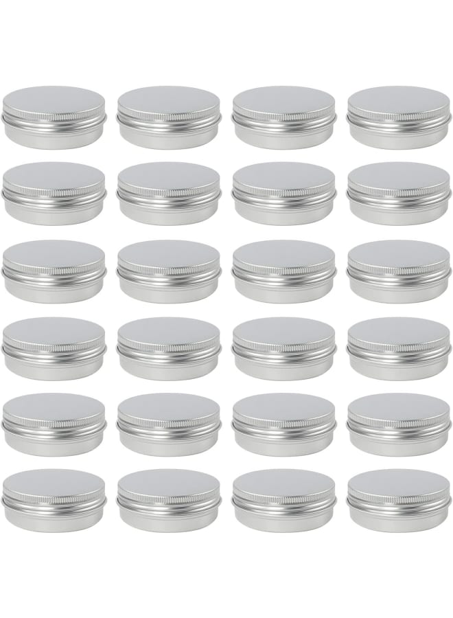 Aluminum Tin Cans, 24pcs Empty Candle Containers With Screw Lid - Round Metal Balm Tins for Storage, 2oz/60ml, Silver  - Image 1