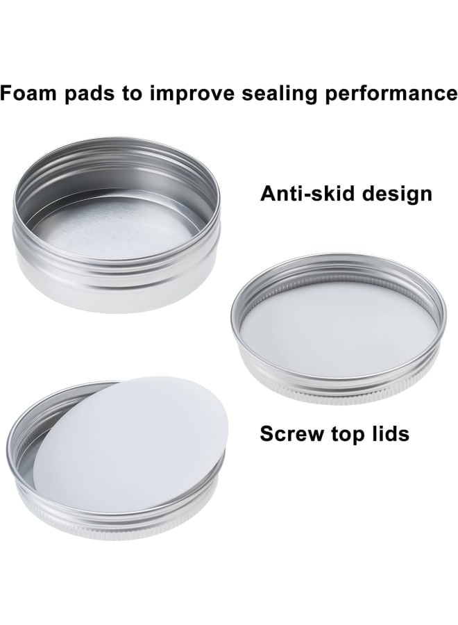Aluminum Tin Cans, 24pcs Empty Candle Containers With Screw Lid - Round Metal Balm Tins for Storage, 2oz/60ml, Silver  - Image 3