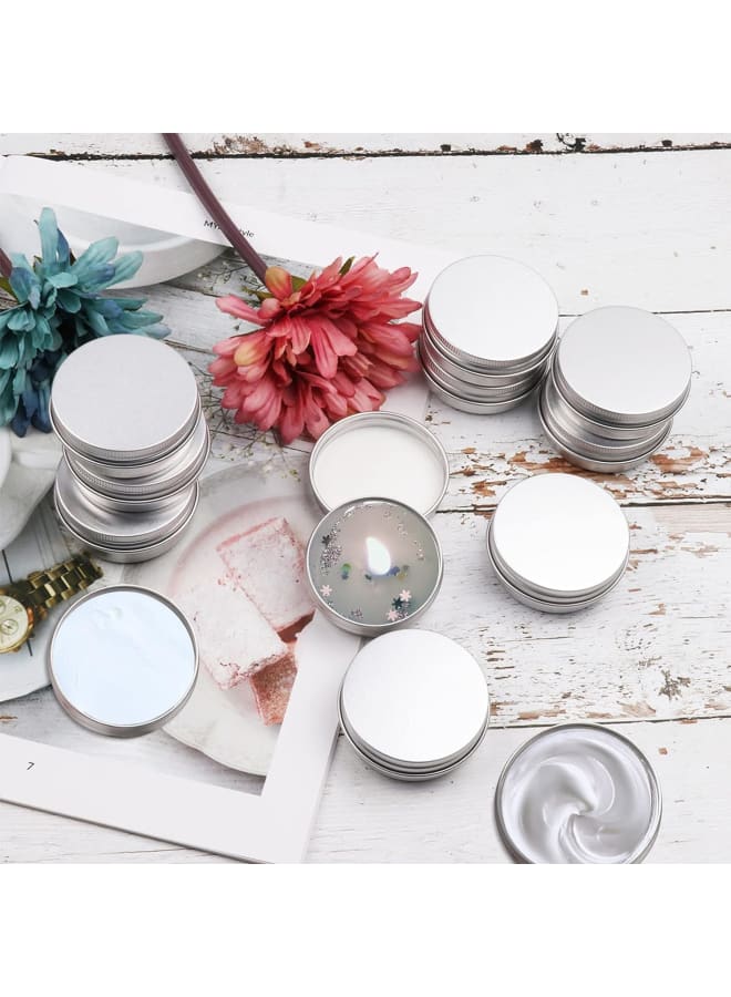 Aluminum Tin Cans, 24pcs Empty Candle Containers With Screw Lid - Round Metal Balm Tins for Storage, 2oz/60ml, Silver  - Image 5