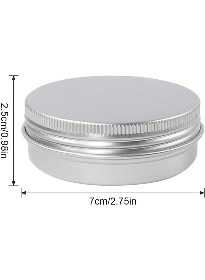 Aluminum Tin Cans, 24pcs Empty Candle Containers With Screw Lid - Round Metal Balm Tins for Storage, 2oz/60ml, Silver  - Image 2