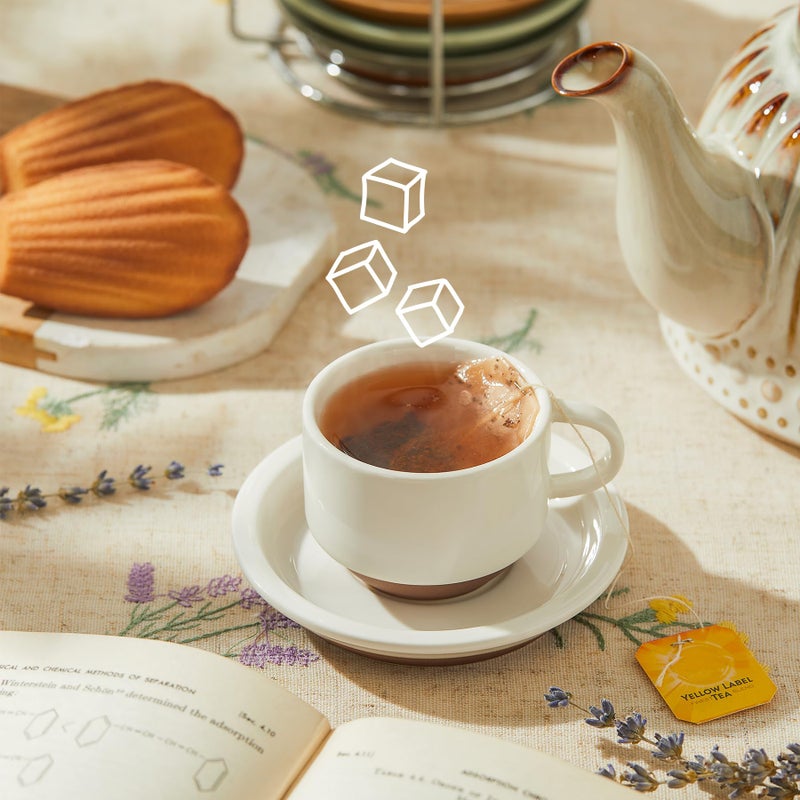 Sweese 2.5 Ounce Espresso Cups Set of 4, Porcelain Stackable Coffee Cups with Saucers and Metal Stand, Multicolor - Image 4