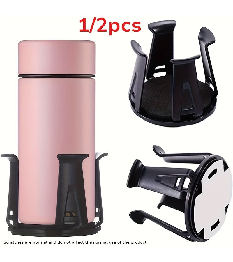 2Pcs Black Adjustable Anti Spill Car Cup Holder Durable ABS Essential - Image 1