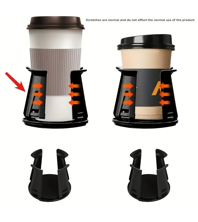 2Pcs Black Adjustable Anti Spill Car Cup Holder Durable ABS Essential - Image 2