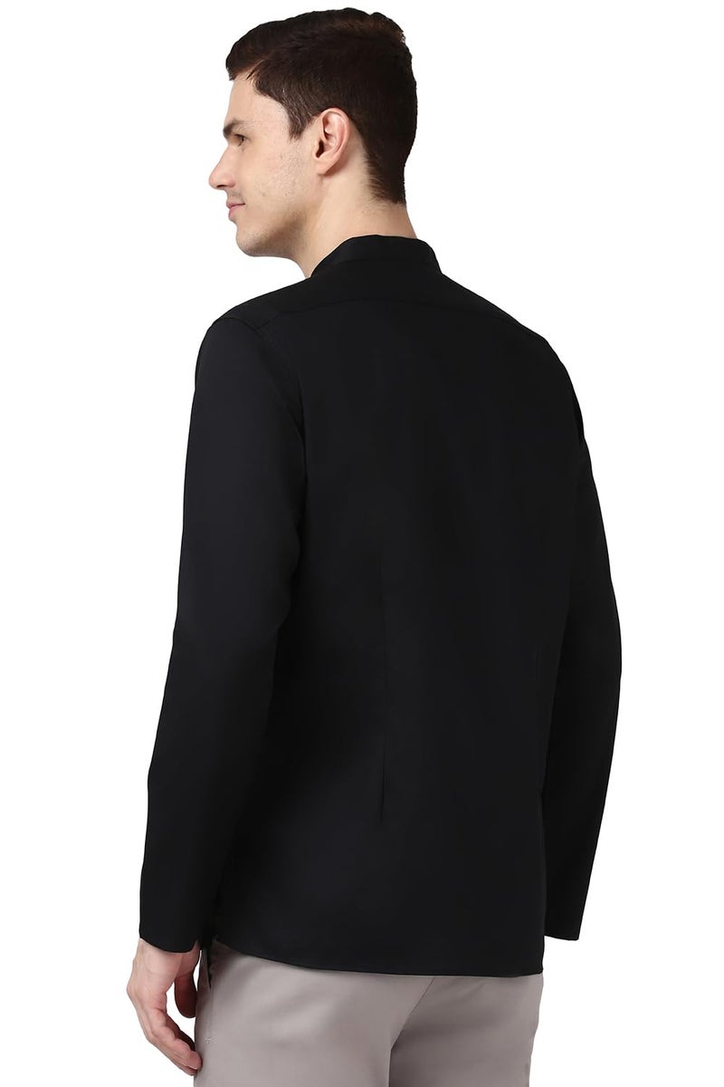 Peter England Men's Everyday Festive Solid Short Kurta Cotton Black - Image 4