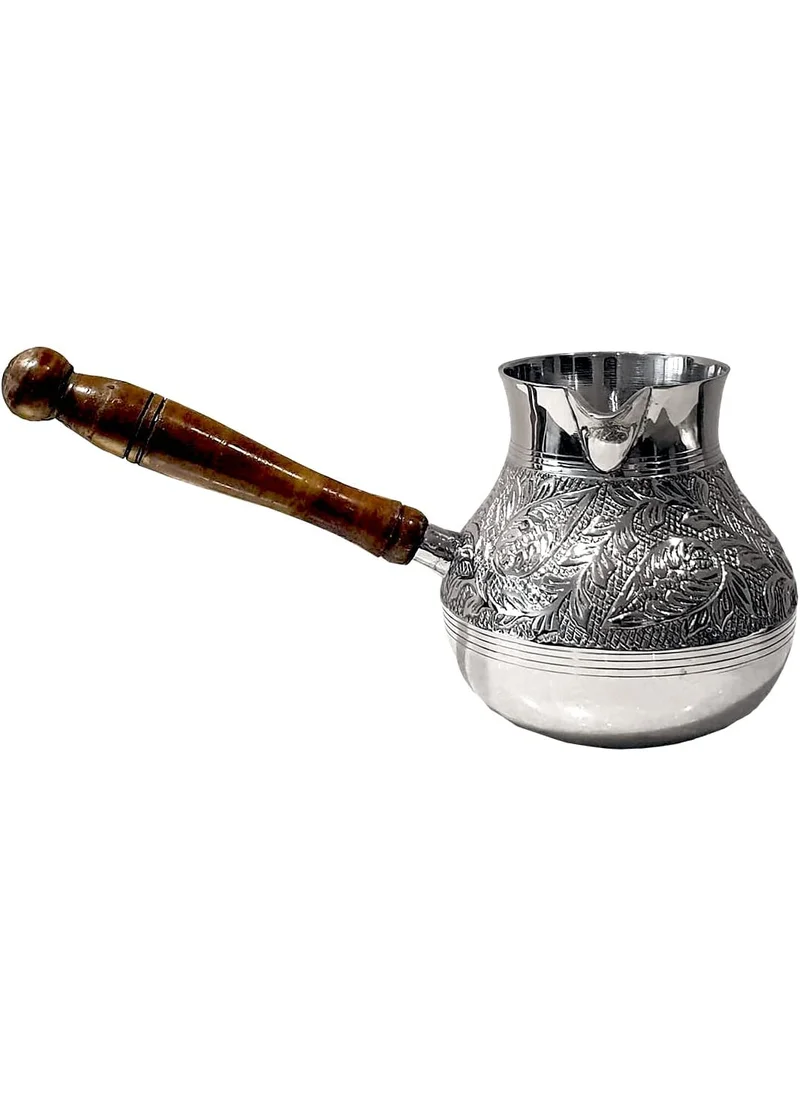 QUESERA Turkish coffee pot/Cezve/briki/Brass jazva/coffee warmer/Ramadan gift (Silver, S-200ml)…