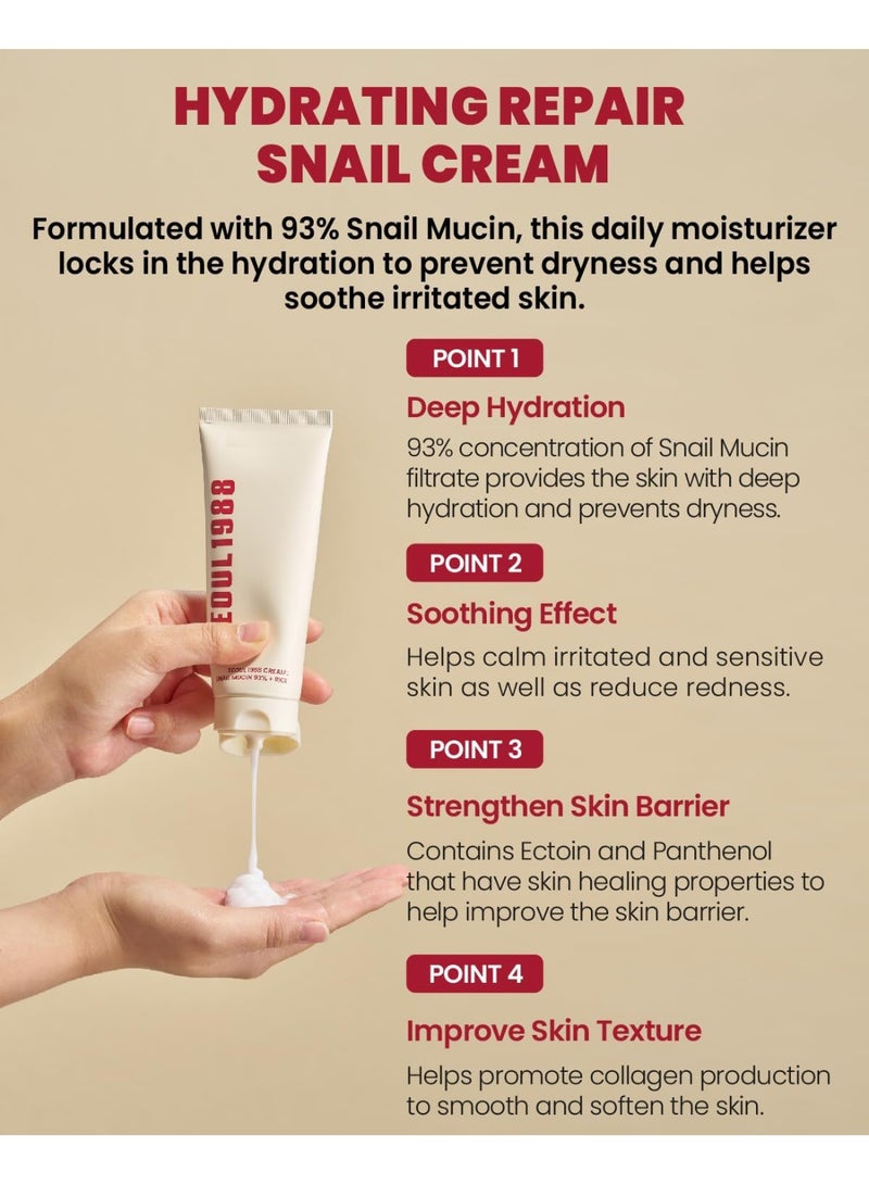 DubaiGallery Seoul1988 Cream | Snail Mucin 93% + Rice | Korean Brightening Cream by DubaiGallery for Smooth, Youthful & Radiant Skin - Image 5