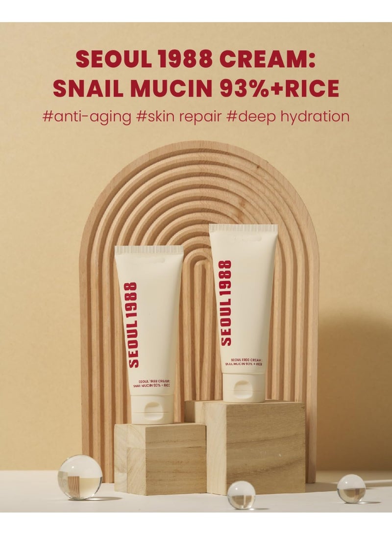 DubaiGallery Seoul1988 Cream | Snail Mucin 93% + Rice | Korean Brightening Cream by DubaiGallery for Smooth, Youthful & Radiant Skin - Image 2