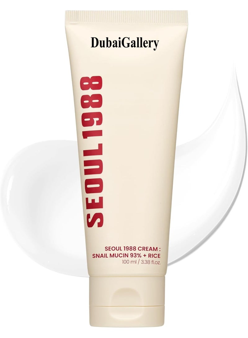 DubaiGallery Seoul1988 Cream | Snail Mucin 93% + Rice | Korean Brightening Cream by DubaiGallery for Smooth, Youthful & Radiant Skin - Image 1