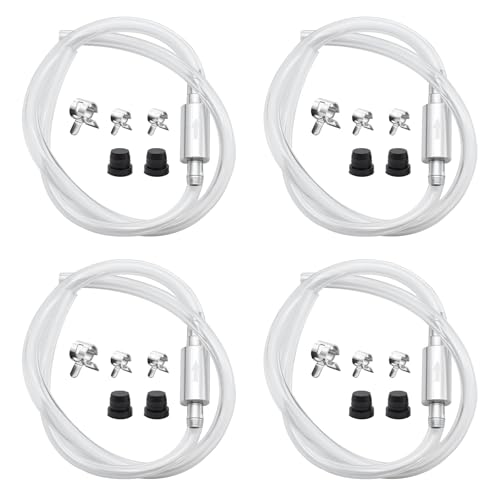 KCMOSGI 4 Pcs Universal Brake Bleeder Hose Kit with OneWay Check Valve Rubber Brake Bleeder Hose Brake System Bleeding Tools for Car Motorcycle Includes Fixing Clips Rubber Caps - Image 1