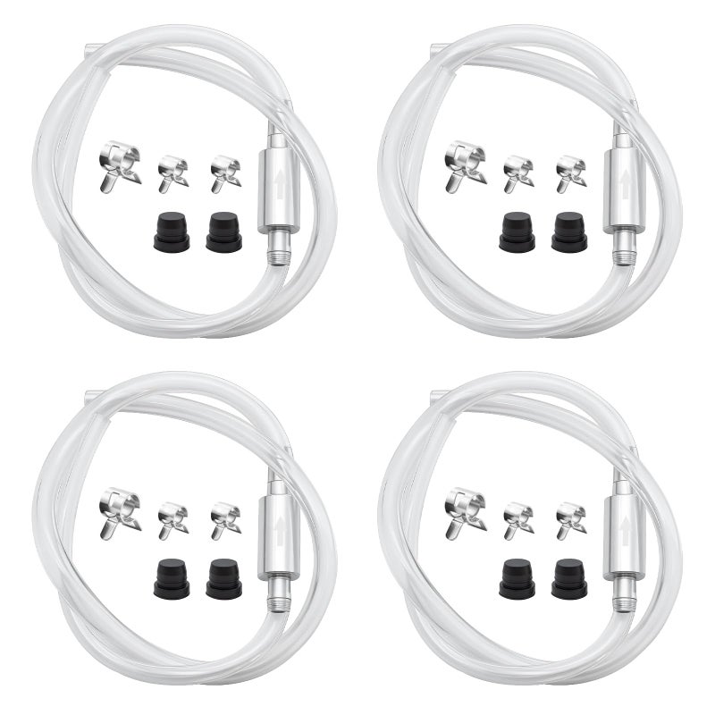KCMOSGI 4 Pcs Universal Brake Bleeder Hose Kit with OneWay Check Valve Rubber Brake Bleeder Hose Brake System Bleeding Tools for Car Motorcycle Includes Fixing Clips Rubber Caps - Image 3